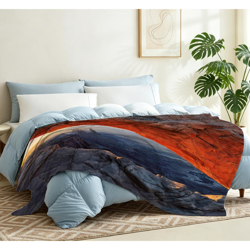 Jeté en molleton de flanelle rouge ultra doux, imprimé national jaune du lever du soleil, Throw 50" x 60"