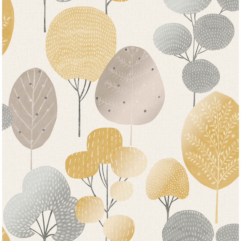 Elvana 10m x 52cm Textured Wallpaper Roll, Mustard