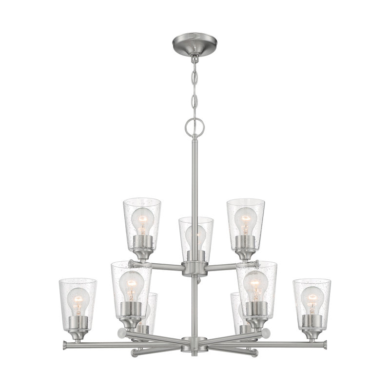 Weccacoe 9 - Light Dimmable Sputnik Modern Linear Chandelier, Brushed Nickel
