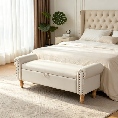 Banc de rangement à couvercle rabattable de 54 po pour chambre