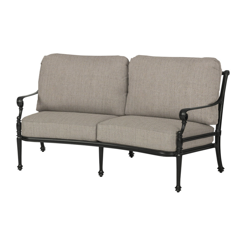 Grand Terrace Curved Loveseat with Sunbrella Cushion, Cast Ash Sunbrella® Plainweave, Desert Bronze