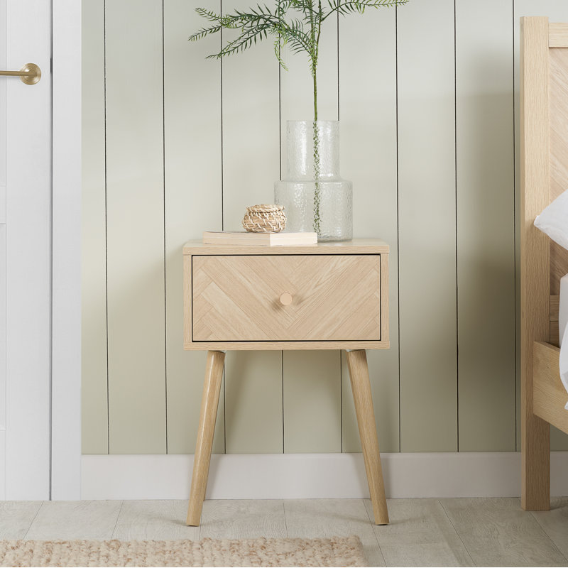 Mardell 40cm W Particle Board Bedside Table, Oak