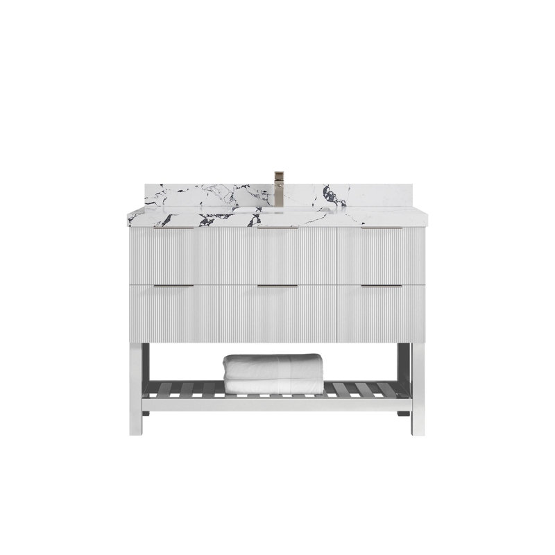 Ensemble de meuble-lavabo simple 48 po avec plateau Catalina, Viola nuit