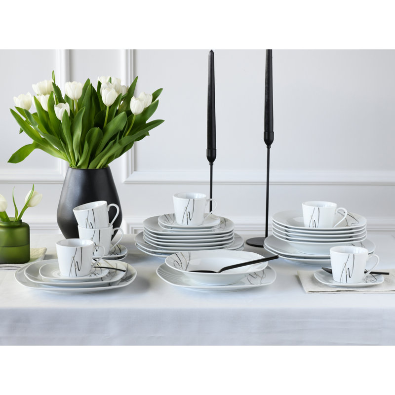 Amelie Piazza 30 Piece Porcelain Dinnerware Set - Service for 6