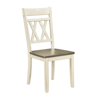 Ensemble de 2 chaises modernes au design moderne avec cadre en bois blanc antique
