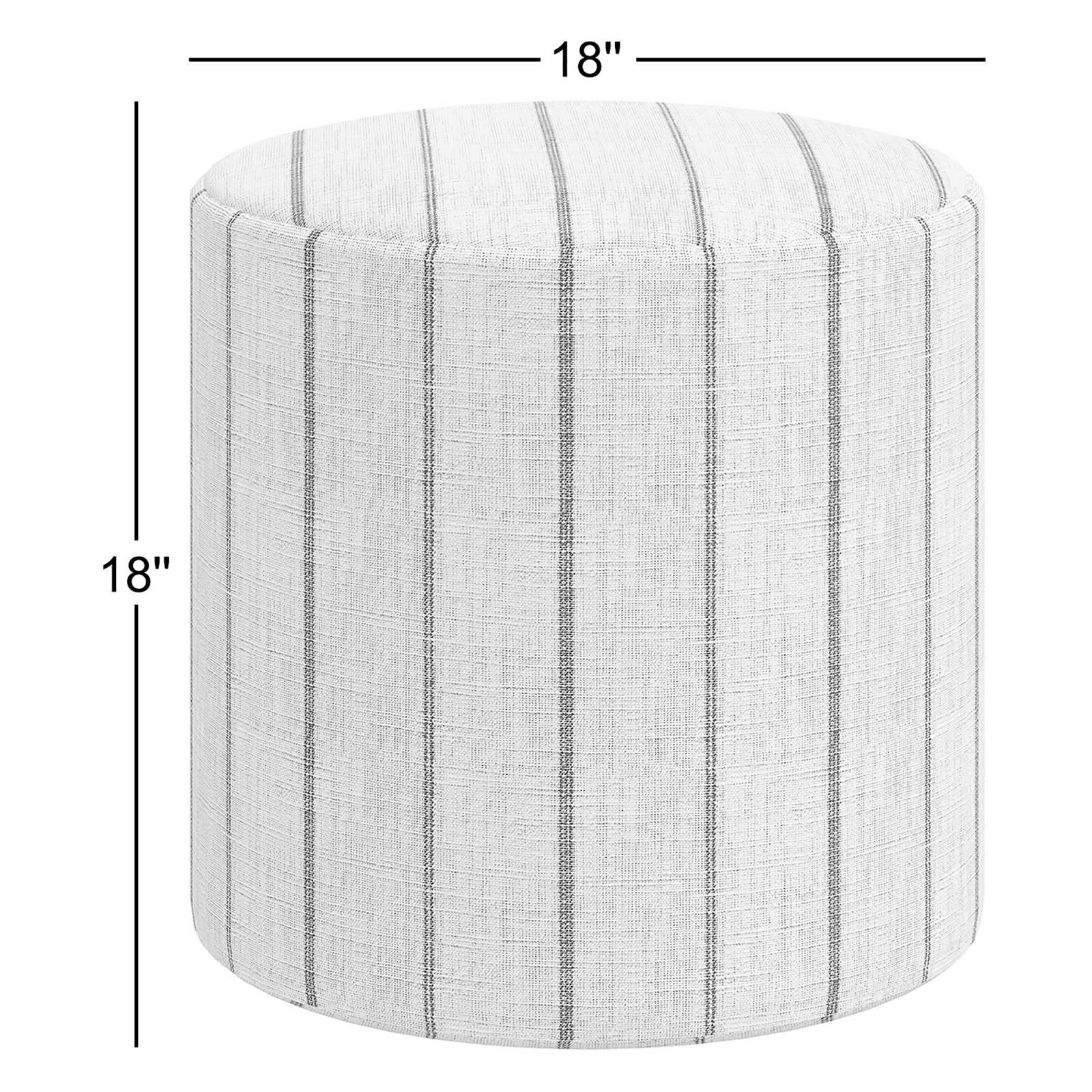 Epaulette Upholstered Ottoman, Fritz Charcoal Stripe