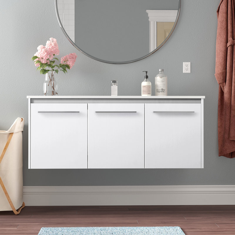 Meuble-lavabo mural simple de 48 po Agostini, Blanc