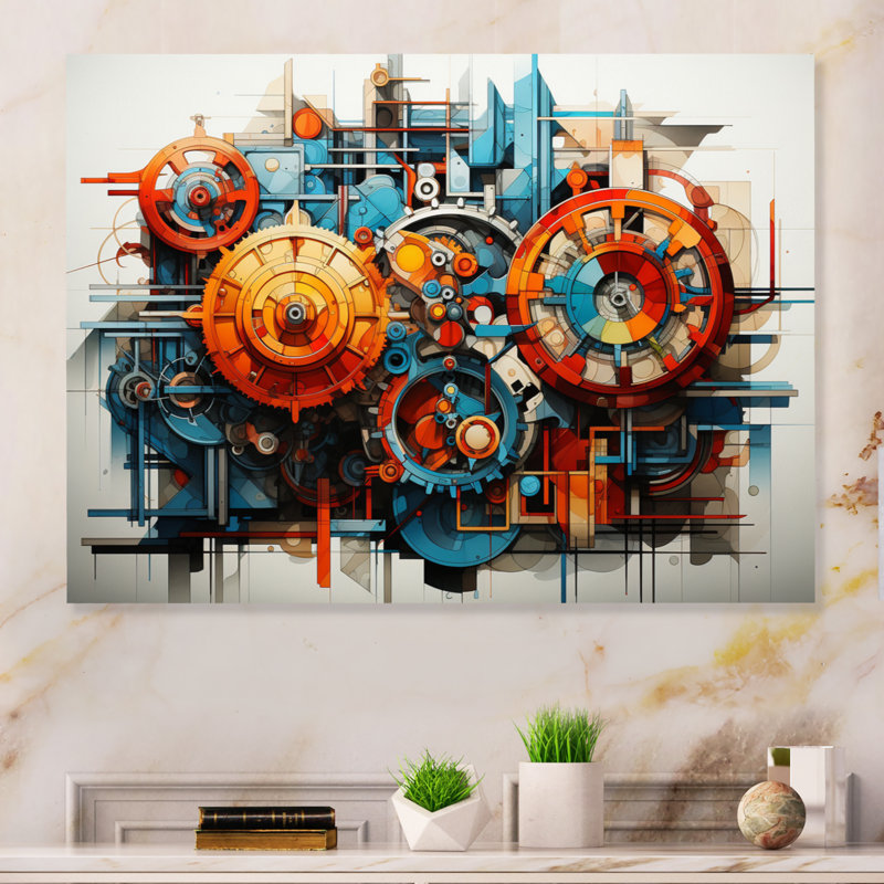 Constructivism Industrial Symphony III - reproduction d'art sur métal, H 24 po x l 32 po x P 1 po
