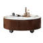 Table basse ronde avec tiroirs