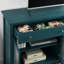 Armoire de rangement moderne bleu sarcelle. Buffet avec tablettes réglables, buffet pour centre de divertissement 65 ", tablettes et armoire de porte en verre