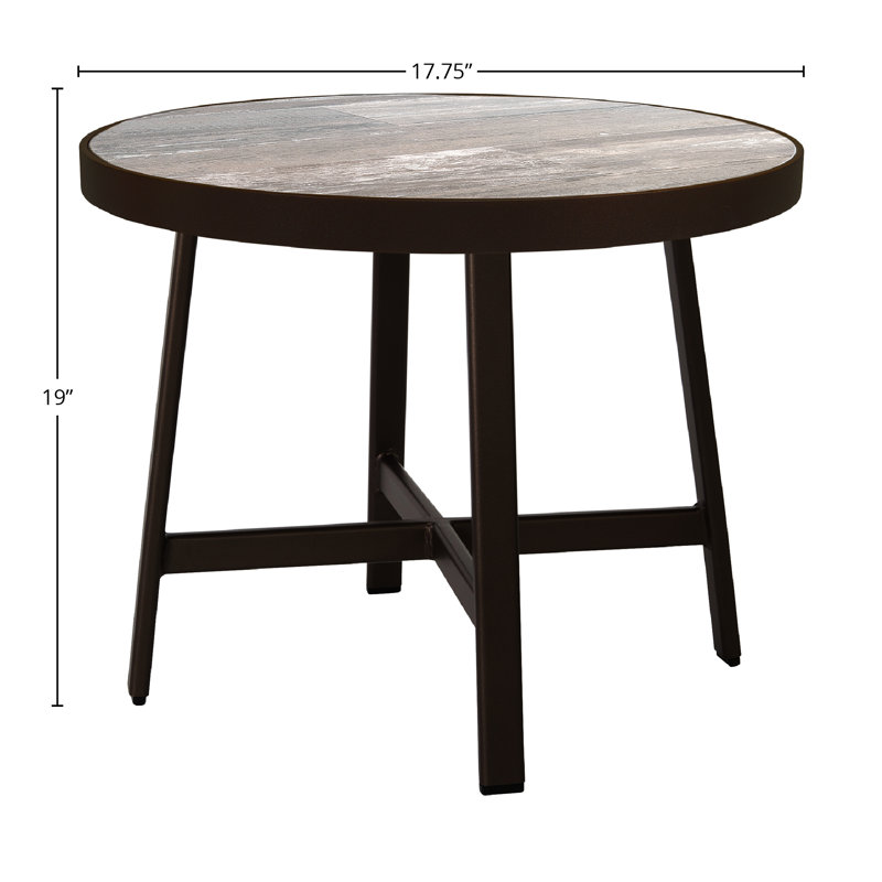 Marin Outdoor Round Side Table, Canyon Taupe, Carbon Black