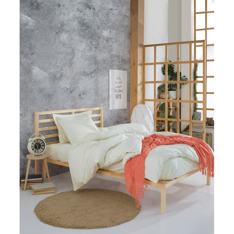 Ensemble de housse de couette 100% coton, Housse de couette 63 "x 87" + 1 taie d'oreiller st, Crème