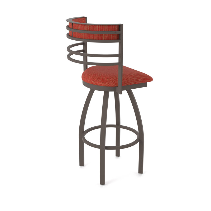 Hunter Swivel Stool, Bronze, Tabouret de comptoir (siège d'une hauteur de 25 p, Tissu graphique coquelicot