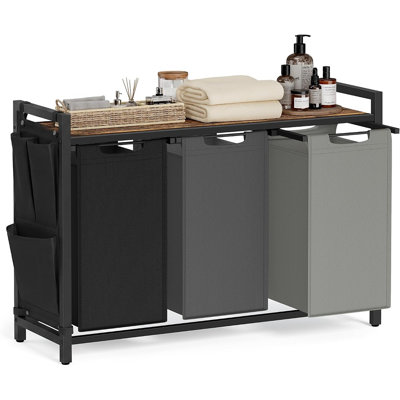 Laundry Hamper with Shelf – Pull-Out Bag Sorter & Storage Organizer