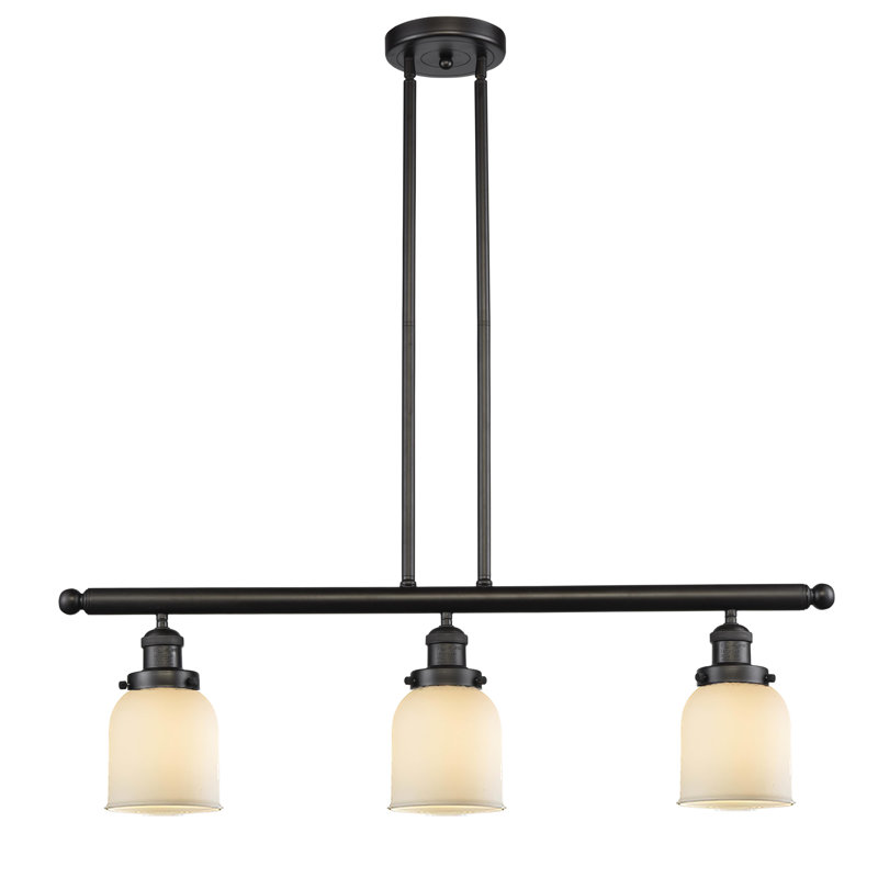Bell - 3 Light 41" - Stem Hung Island Light, Matte White Cased, Oil Rubbed Bronze