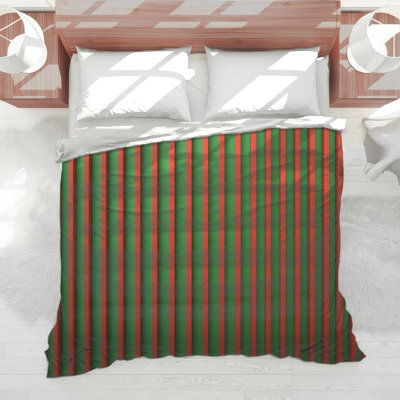 Green Red Vertical Stripes Comforter