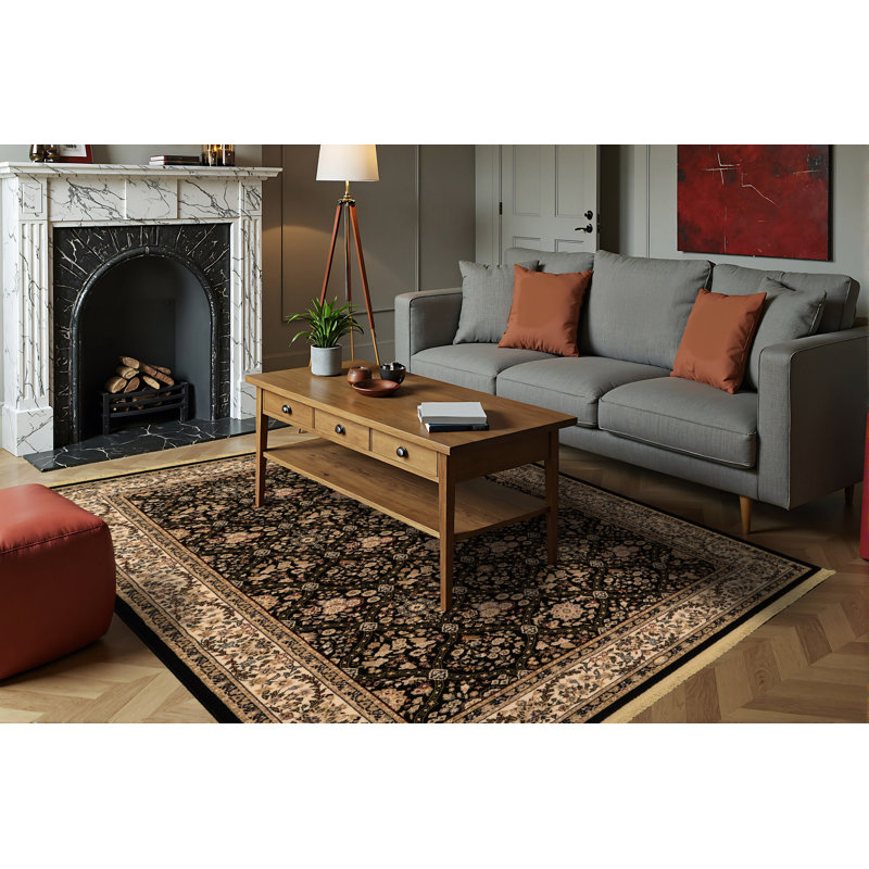 Tapis noir en laine evans Cirro, Rectangle 6 pi 7 po x 9 pi 10 po