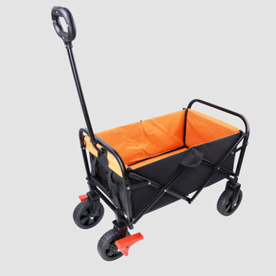 Mini Folding Wagon Garden Shopping Beach Cart (Brake+Orange+Black) -  Go Peak Track, GPTYX07715A