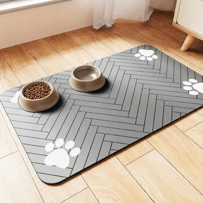 Absorbent Pet Feeding Mat – 15.8" x 23.6" Quick-Dry Diatomite Dog & Cat Food Mat with Non-Slip Rubber Backing, Spill-Proof Water Bowl Mat, Easy to Clean (Multiple Colors)