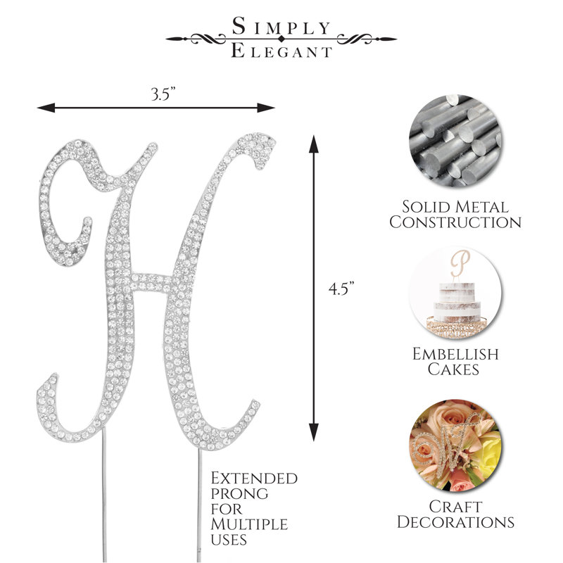 Surmatelas à gâteau "h" rhinestone, Argent