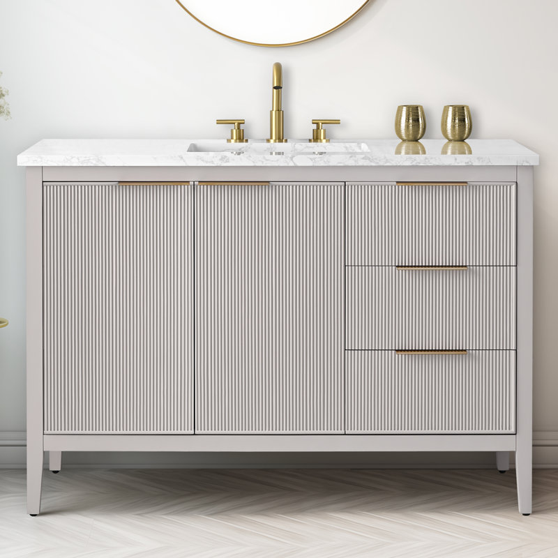 Emma 48" W Single Vanity, Taupe/Brushed Bronze