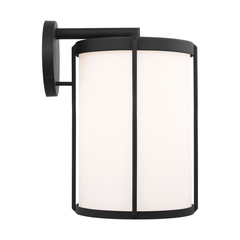 Luning Large Lantern from Generation Lighting , Frosted, Textured Black, 15" H x 9.875" W x 11.75" D