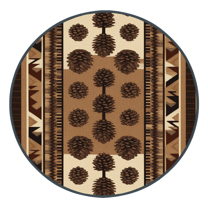 Tapis lavable Pinecone Southwestern, Rond 5 pi