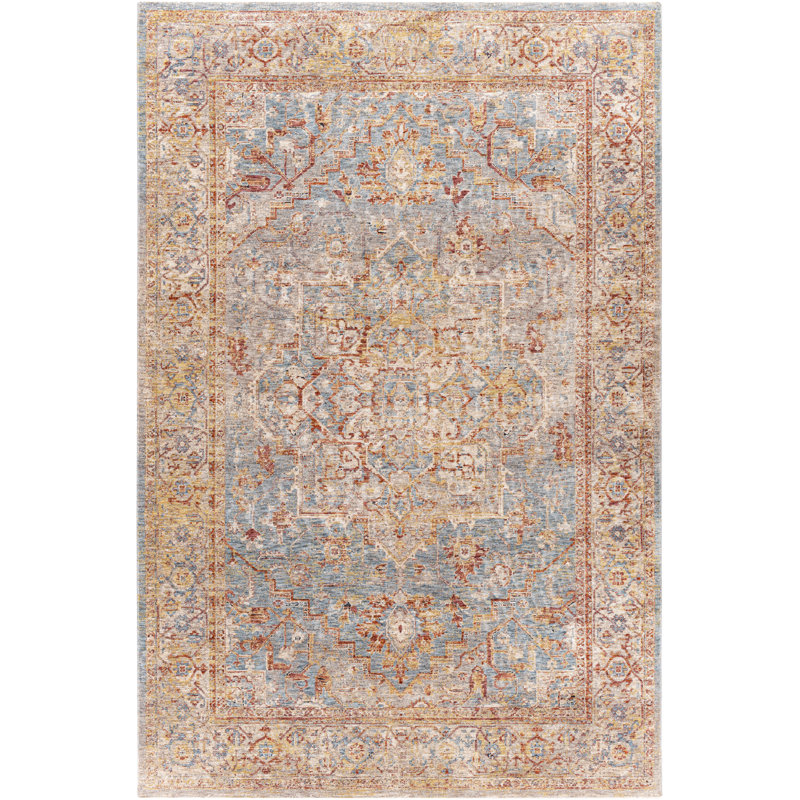 Tapis oriental gris moyen / orange brûlé Allie tissé à la main, Rectangle 9 pi x 12 pi 2 po