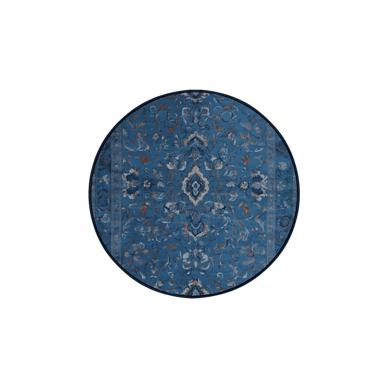Tapis gris lavable à la machine, Rond 8 pi