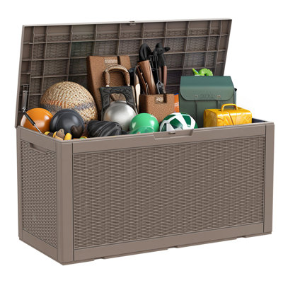 100 Gallon Large Deck Box /Storage Net, Resin Outdoor Storage Boxes by WFX Utility