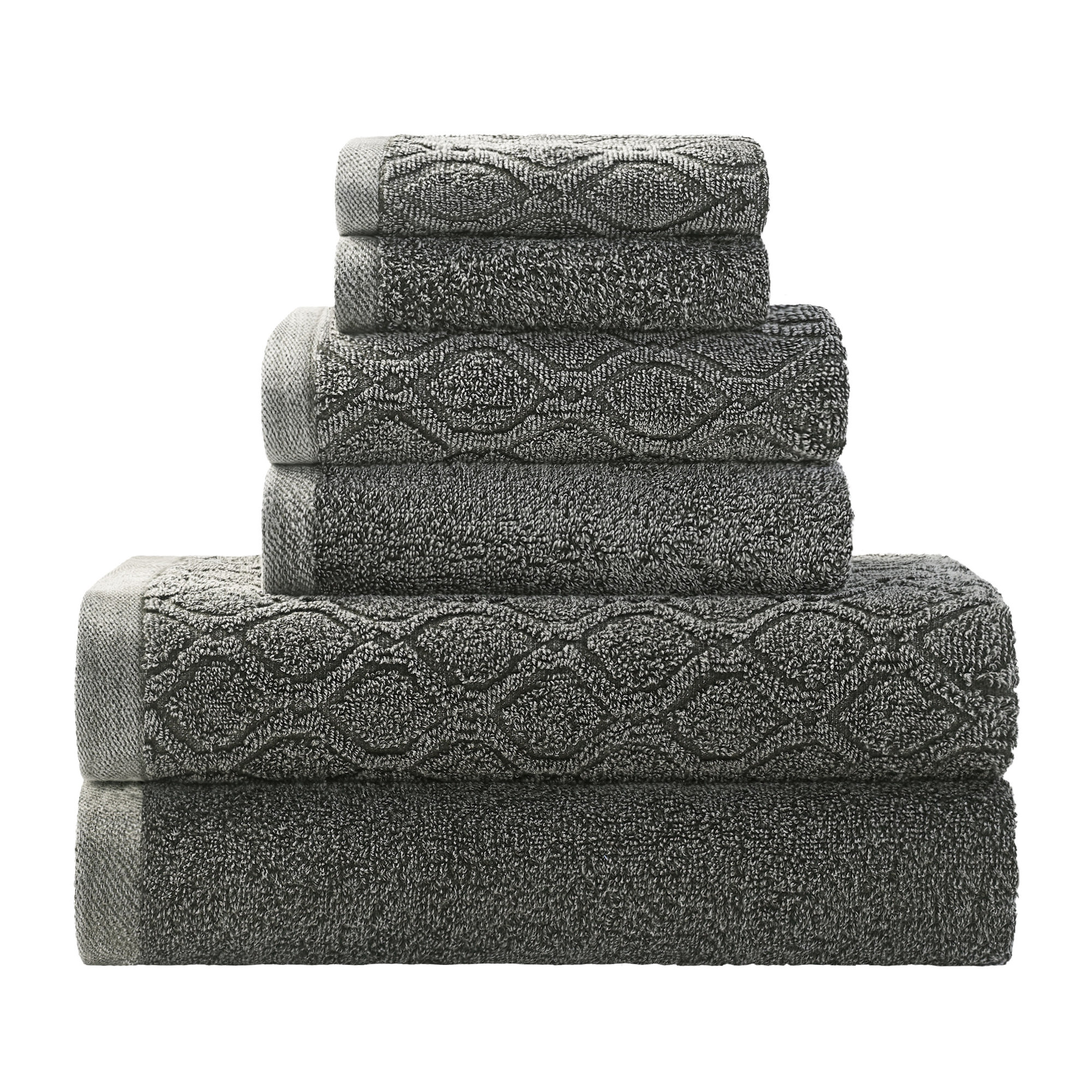 Guiness 6 Piece 100% Cotton Towel Set, Gray
