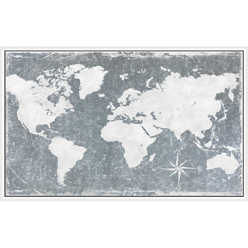 Carte galvanisée par - impression, Cadre flottant blanc, H 31,5 po x l 51,5 po x P 2 po