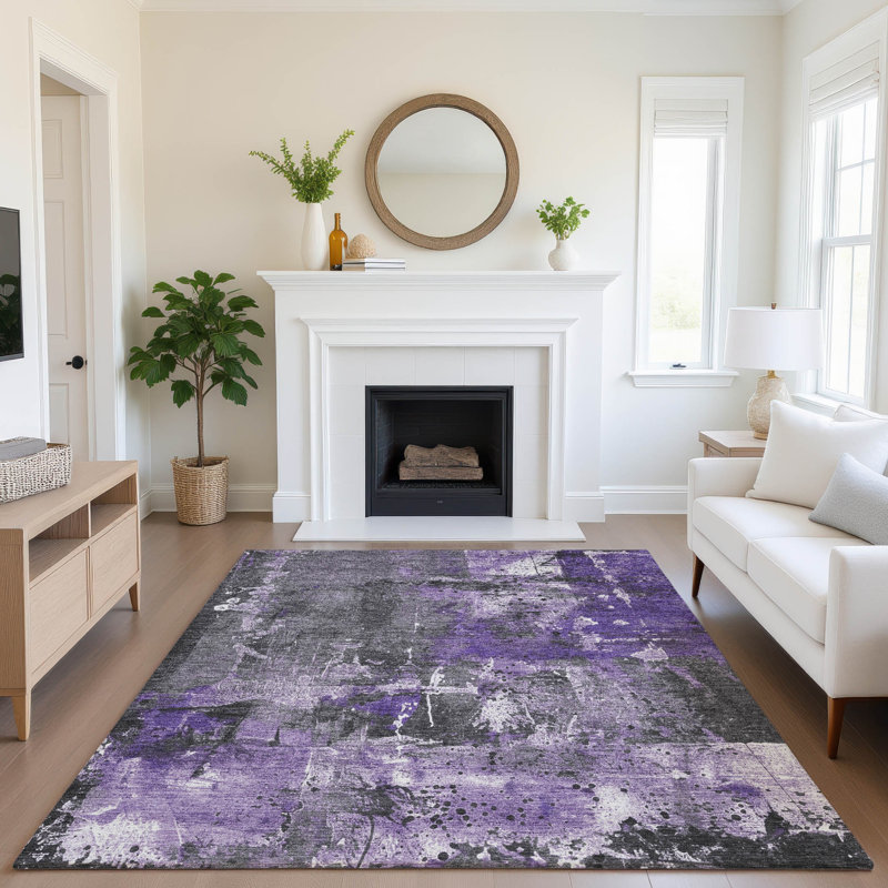Tapis abstrait lavable à la machine de qualité supérieure Mayfield AMF1839, Rectangle 3' x 5'
