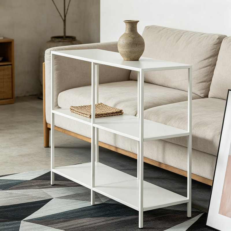 Console moderne à 3 niveaux en métal avec tablettes de rangement, canapé-lit mince pour le hall d'entrée, le salon et la chambre à coucher