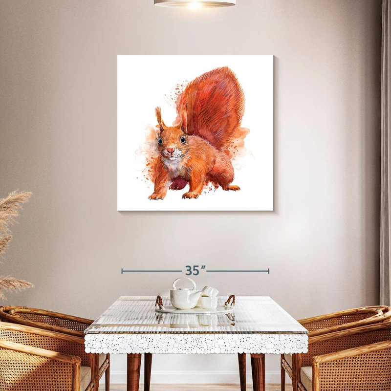 Squirrel Watercolor, 36" H x 36" W