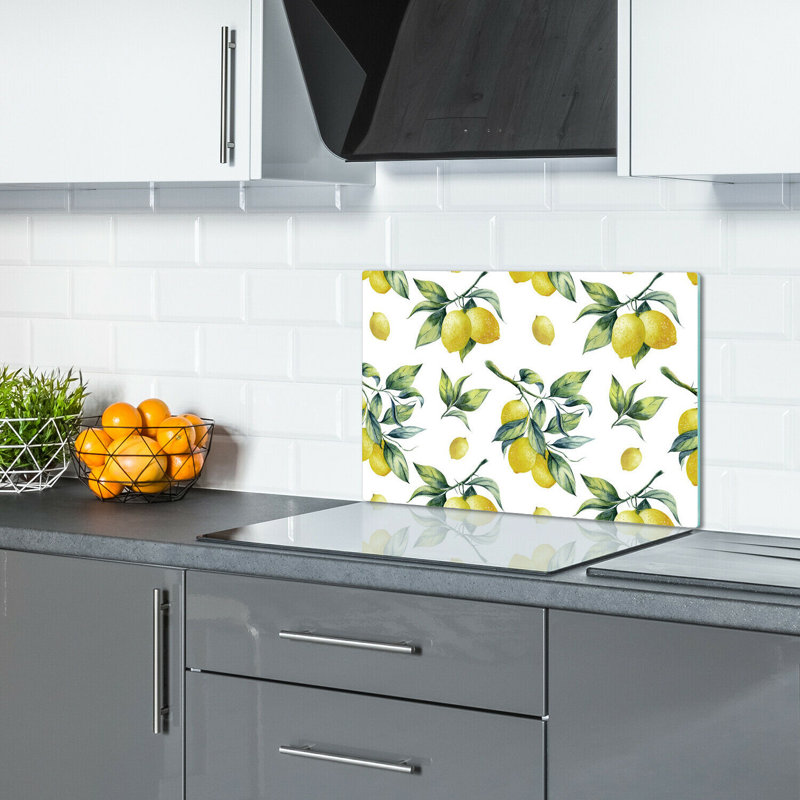 Avonia Tempered Glass Lemons Chopping Board, 52cm x 60cm