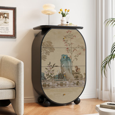 Commode de rangement en bois massif à 4 tiroirs de style rétro