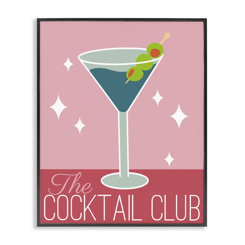 «Cocktail Club», estampe numérique par Anna Quach, Giclée encadrée noir minuit, H 14 po x l 11 po