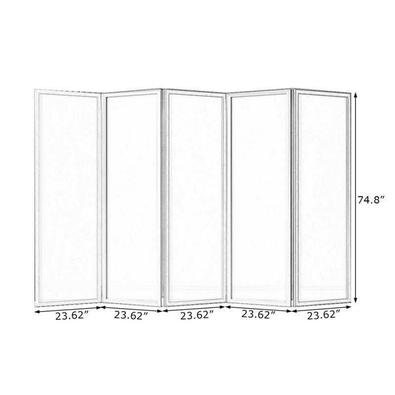 Paravent 5 panneaux en bois massif Burlywood, 5, H 74,8 po x l 118,11 po x P 1,97 po