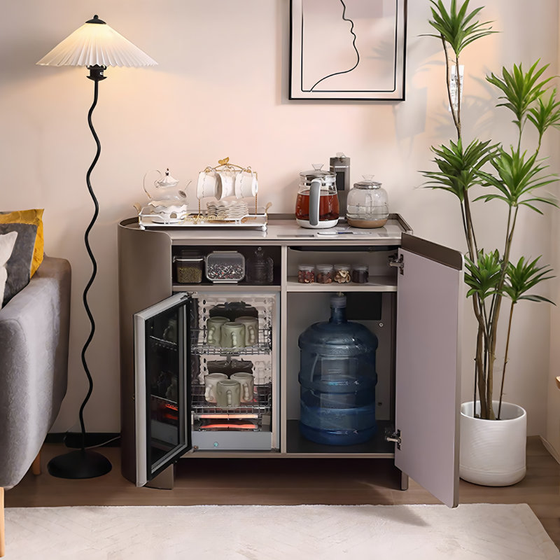 37.6"Gray Solid Wood Storage & Sideboard Integrated Cabinet