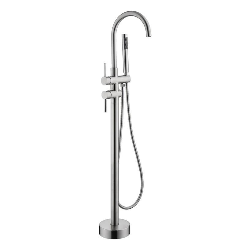 Robinets de baignoire à deux poignées, Nickel brossé