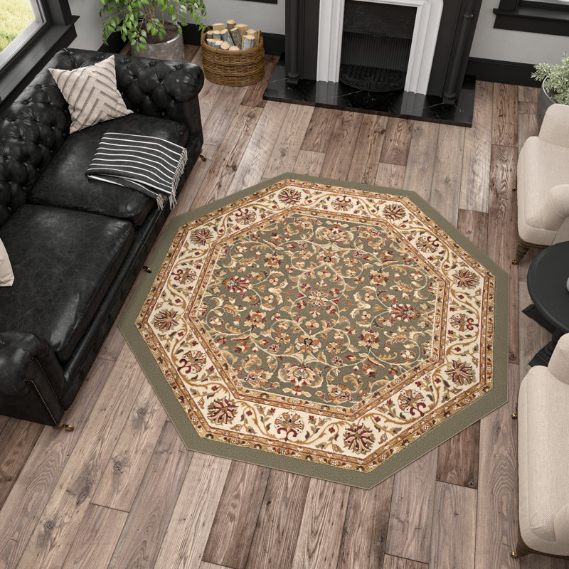 Tapis oriental vert Clarence, Octogone 5 pi 3 po