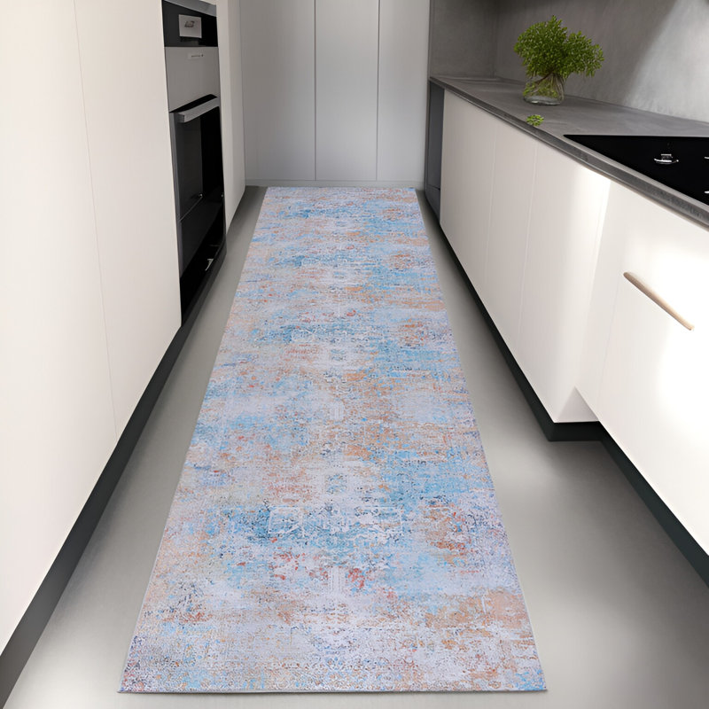 MAVAL Yellow Washable Rug Doormat Rug, Runner 2'6" x 10'