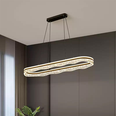 Modern Minimalist Iron Lamp Stand With Acrylic Lampshade, Long-Shaped Ceiling Lamp
