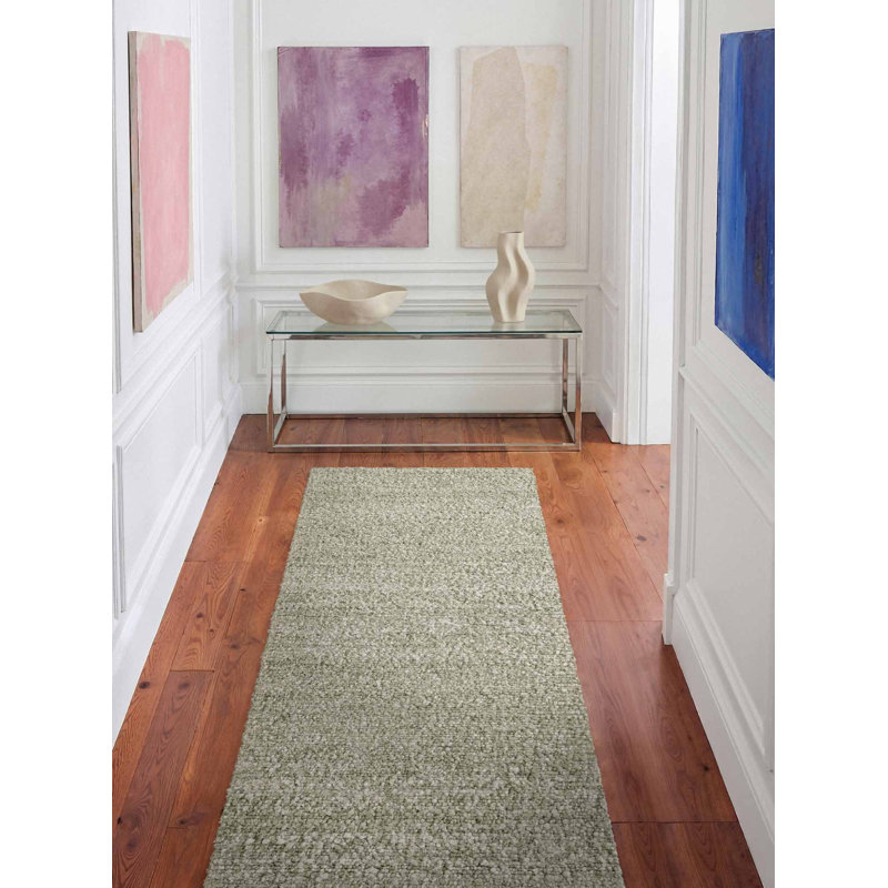 Despoina Hand Woven Area Rug, Runner 80 x 300 cm, Green