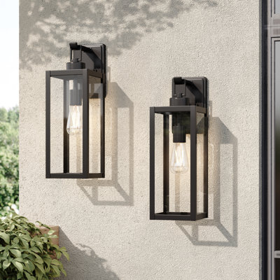 Applique murale en acier noir Schock avec verre haute transparence (ensemble de 2)