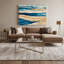 Toile horizontale à rayures horizontales bleu océan et sable beige-1892285291