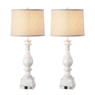 Ensemble de lampes de table en résine 27,5 "avec deux ports USB Goehring