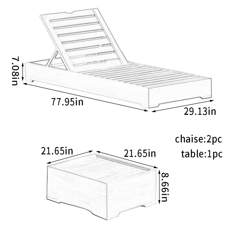 Chaise longue de plage en bois