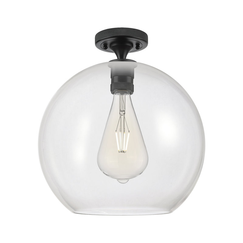 Plafonnier encastré 1 lumière Saavedra, H 9,63 po x l 11,75 po x P 11,75 po, Clair, Noir mat